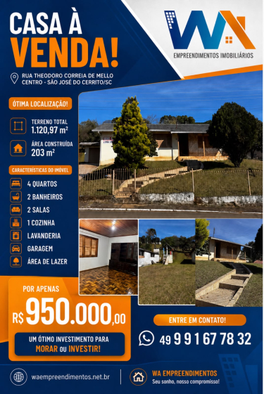 WA EMPREENDIMENTOS VENDE: casa + lote