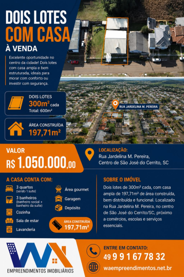 WA EMPREENDIMENTOS VENDE: lote + casa