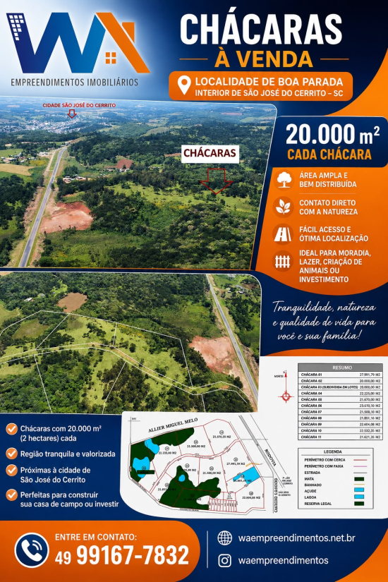 WA EMPREENDIMENTOS VENDE: CH&Aacute;CARAS